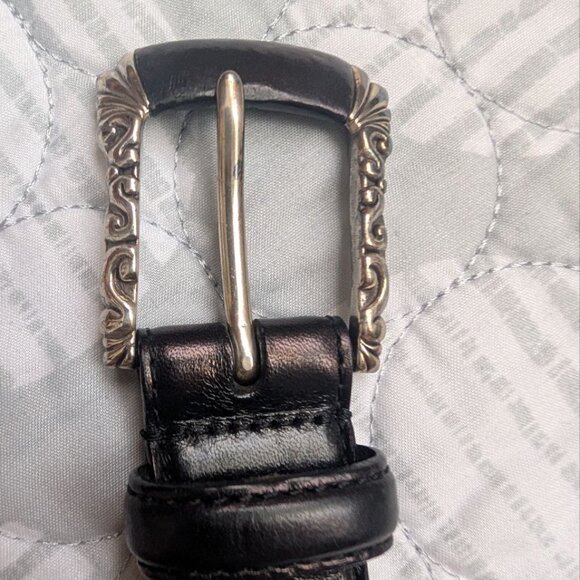 Fossil Black Leather Belt with Silver Metal Ornaments and Buckle Size L main image 6